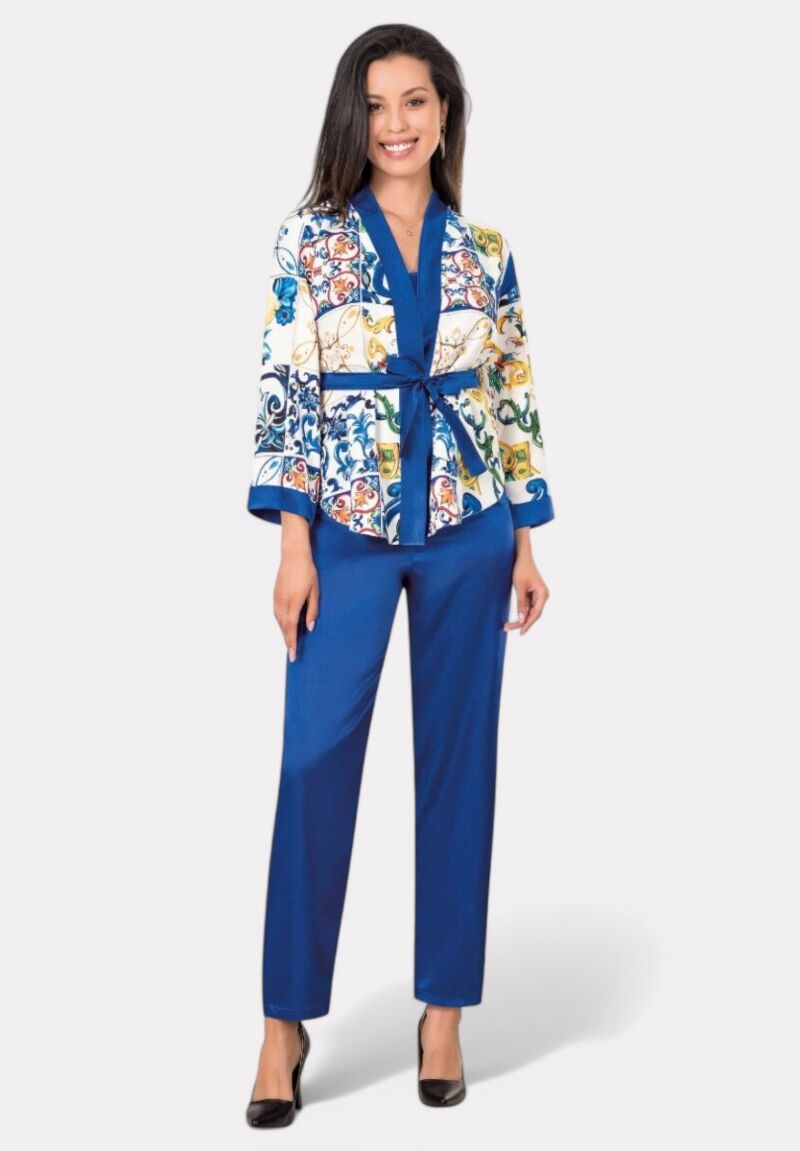 Σετ Ρόμπα - Πιτζάμα σατέν Moongirl Queen Blue