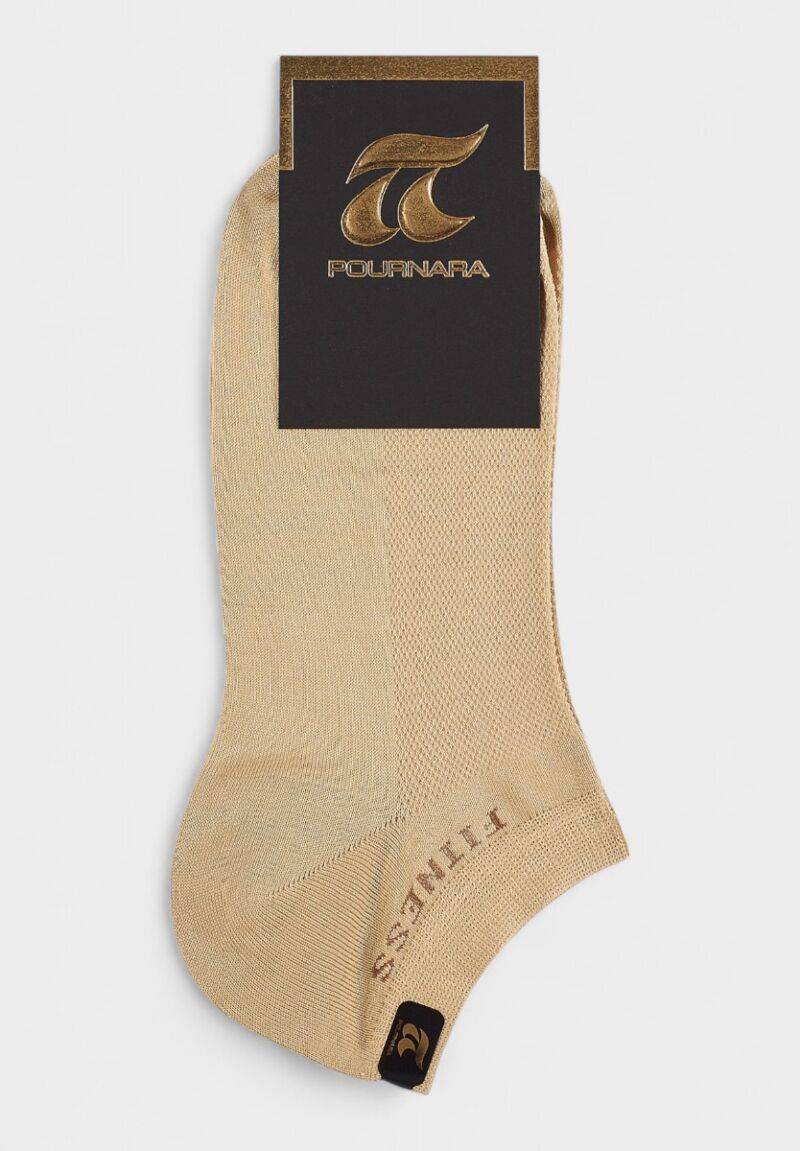Unisex καλτσάκι Pournara μπεζ fitness με ελαστική διχτυωτή πλέξη