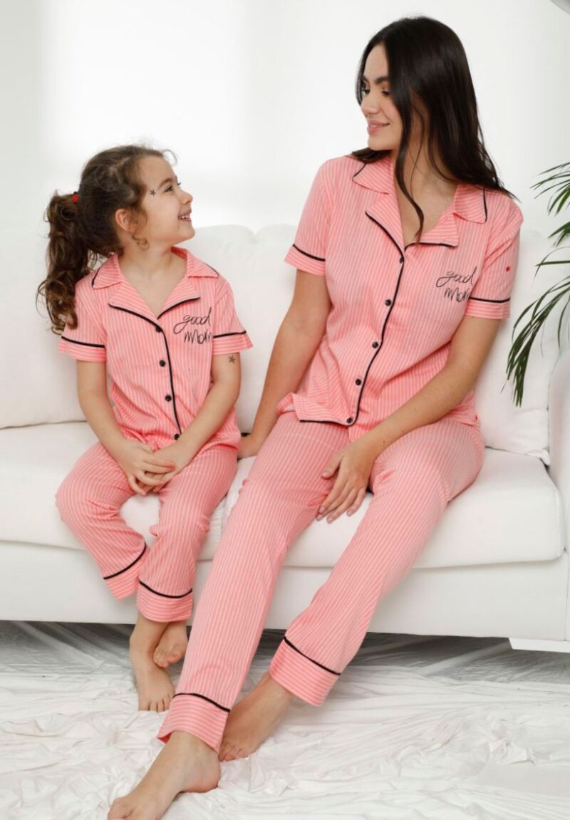 Πιτζάμα για κορίτσι με κουμπιά και μακρύ παντελόνι Sexen Morning