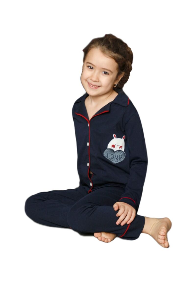 Πιτζάμα παιδική - εφηβική με κουμπιά Love