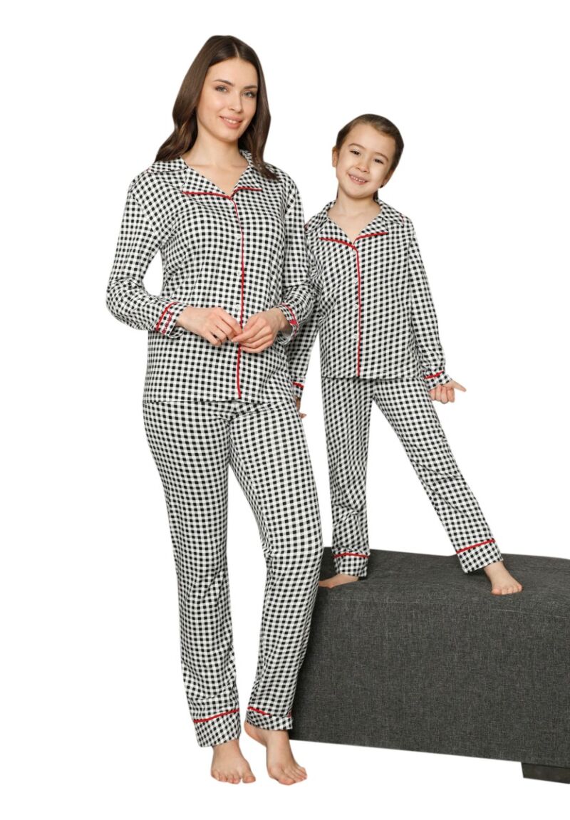 Πιτζάμα παιδική - εφηβική με κουμπιά Black Tailored 