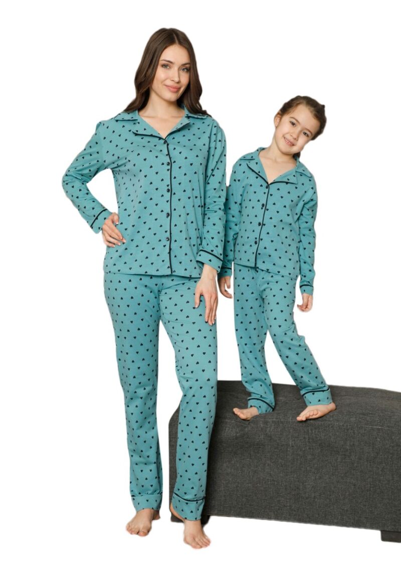 Πιτζάμα παιδική - εφηβική με κουμπιά Little Hearts
