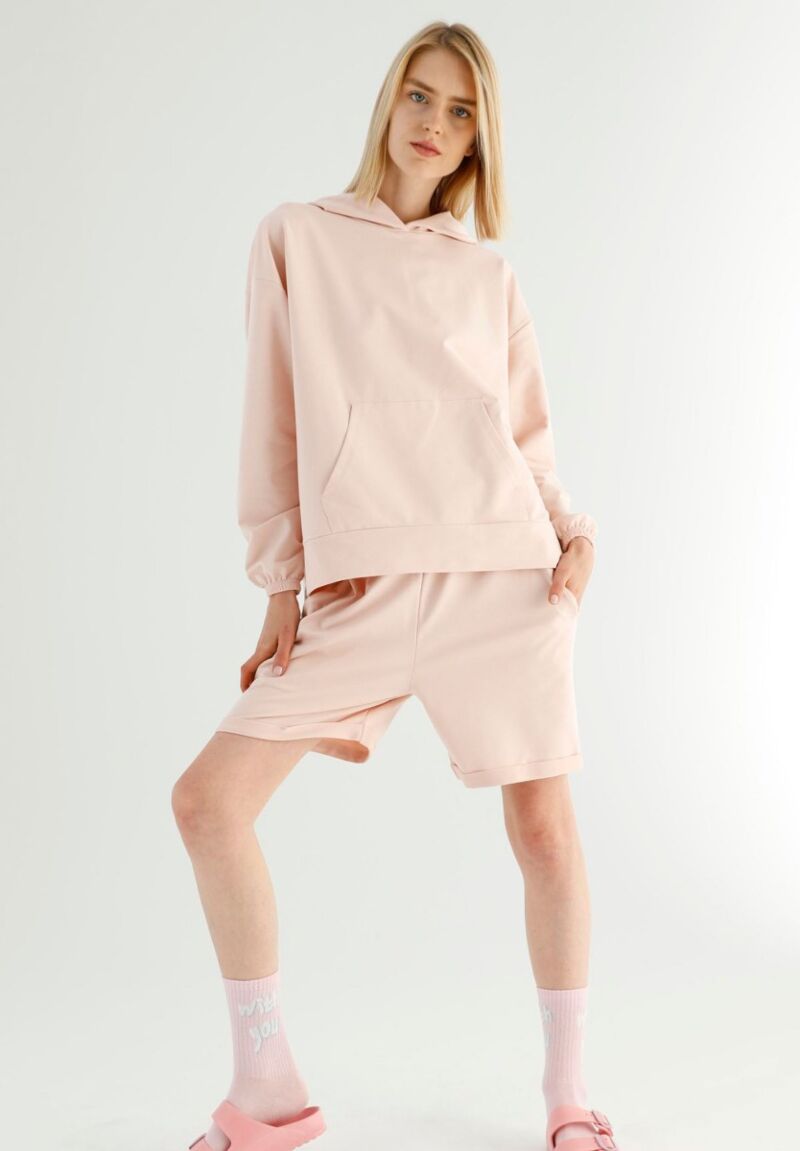Σετ Φόρμας Oversized Τοπ με Σορτσάκι Marleen Baby Pink 