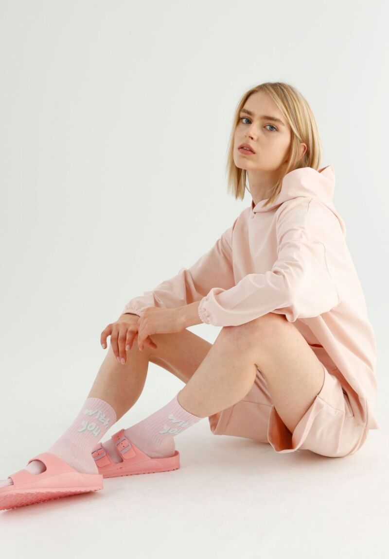 Σετ Φόρμας Oversized Τοπ με Σορτσάκι Marleen Baby Pink 