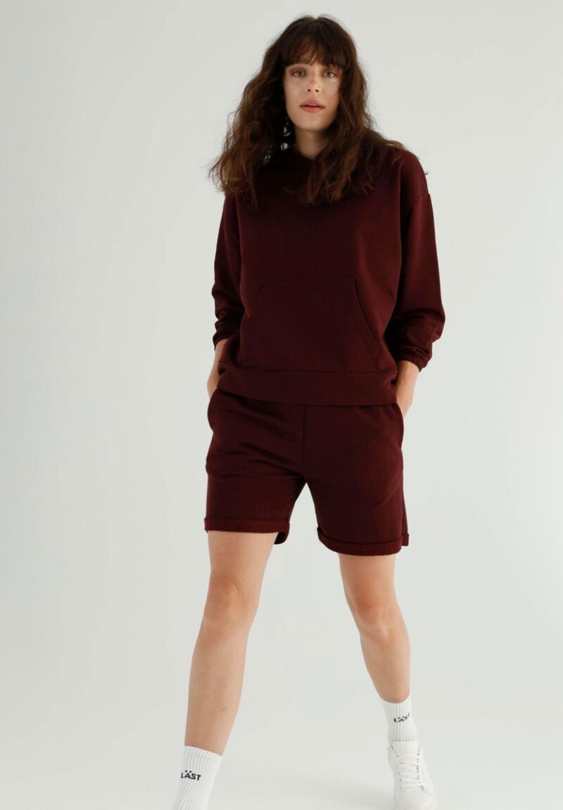 Σετ Φόρμας Oversized Τοπ με Σορτσάκι Marleen Dark Wine