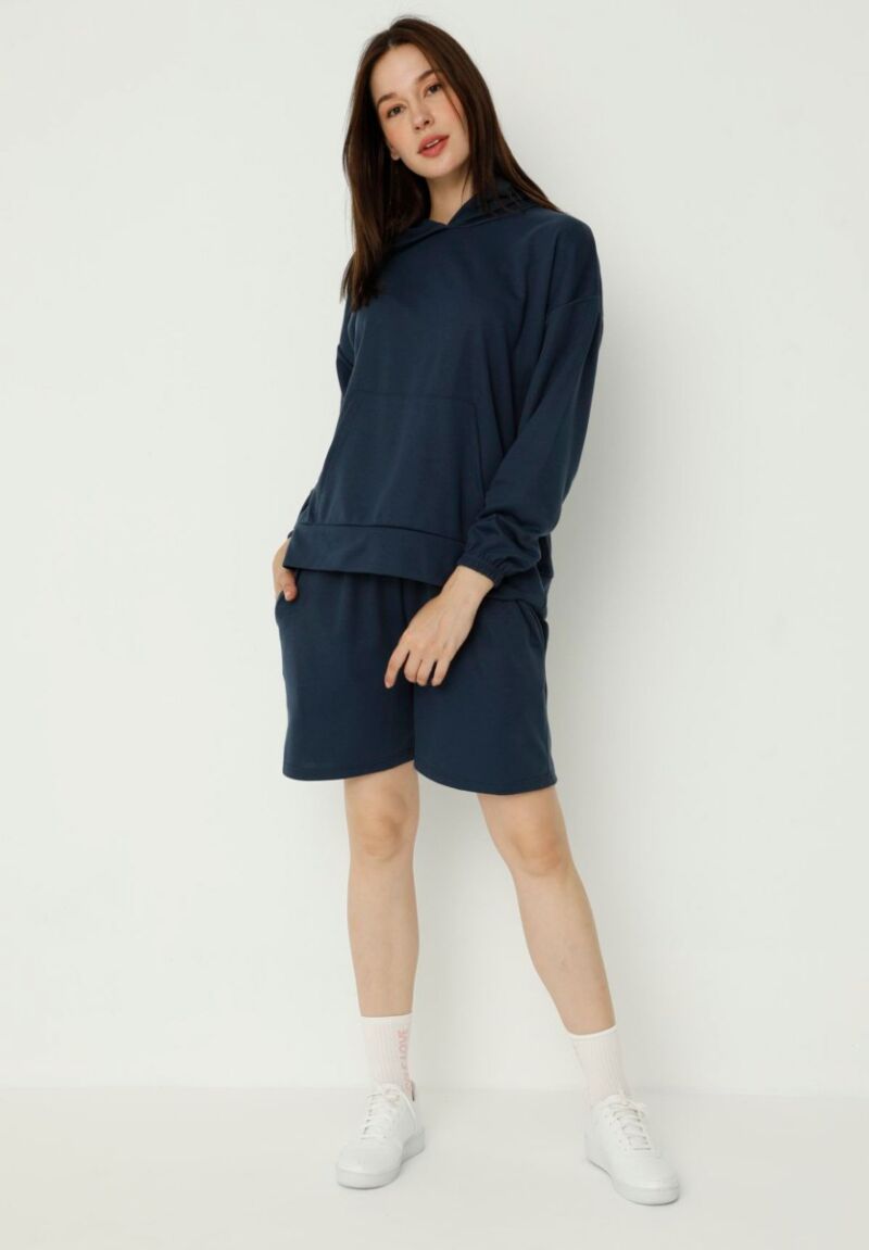 Σετ Φόρμας Oversized Τοπ με Σορτσάκι Marleen Navy Blue 