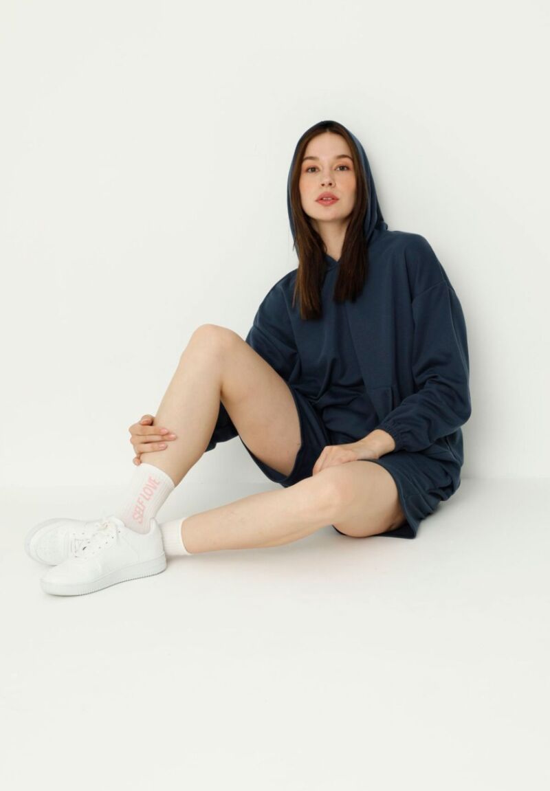 Σετ Φόρμας Oversized Τοπ με Σορτσάκι Marleen Navy Blue 
