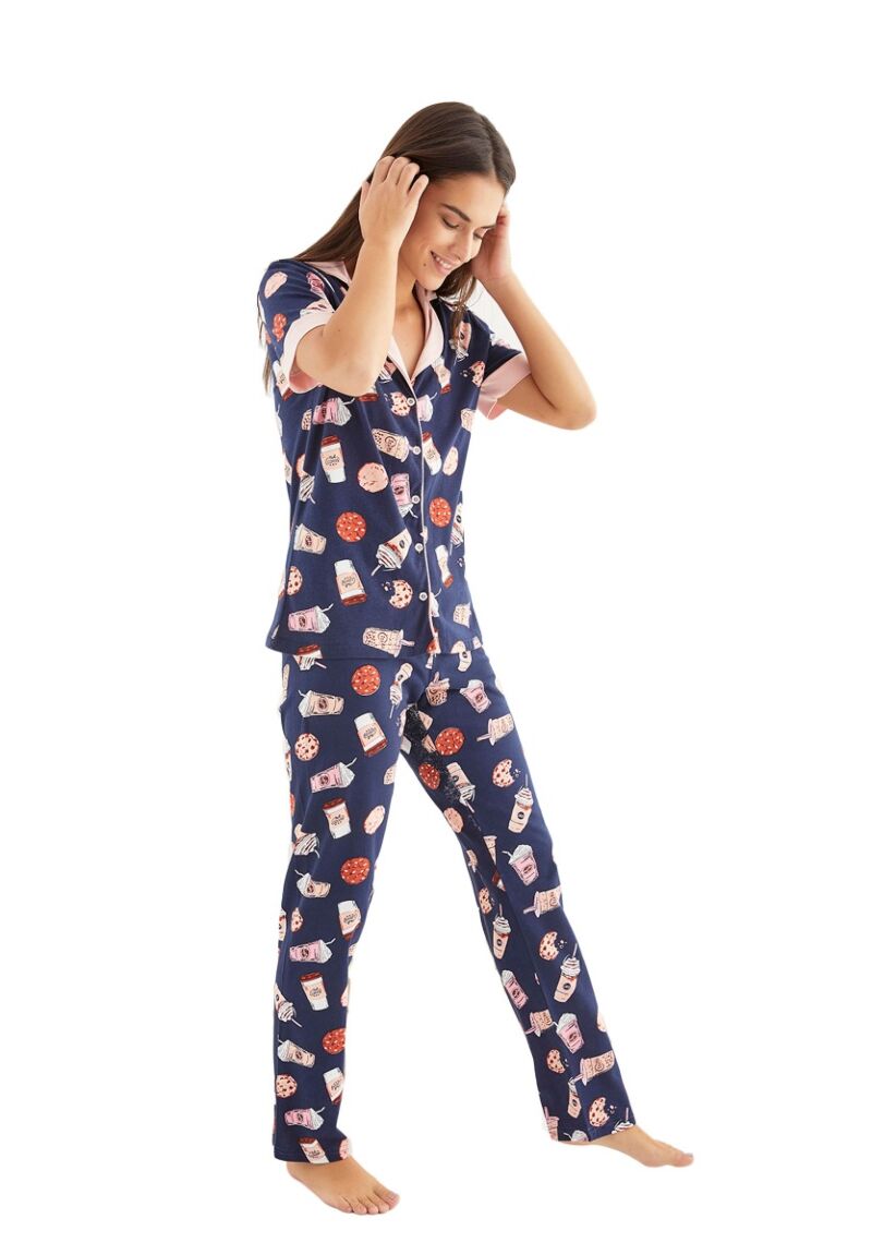 Πιτζάμα γυναικεία με κουμπιά Coffee Break