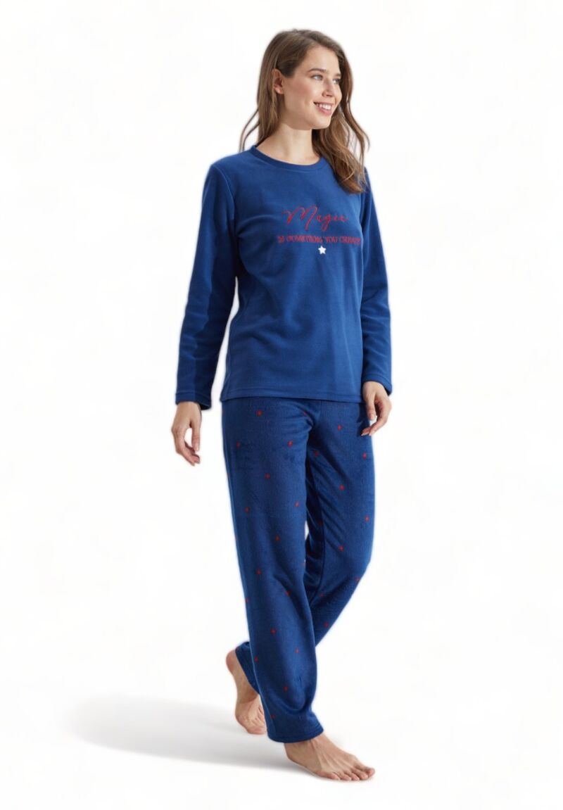 Πιτζαμα γυναικεία Fleece Siyah Inci Magic