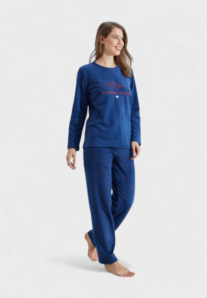 Πιτζαμα γυναικεία Fleece Siyah Inci Magic