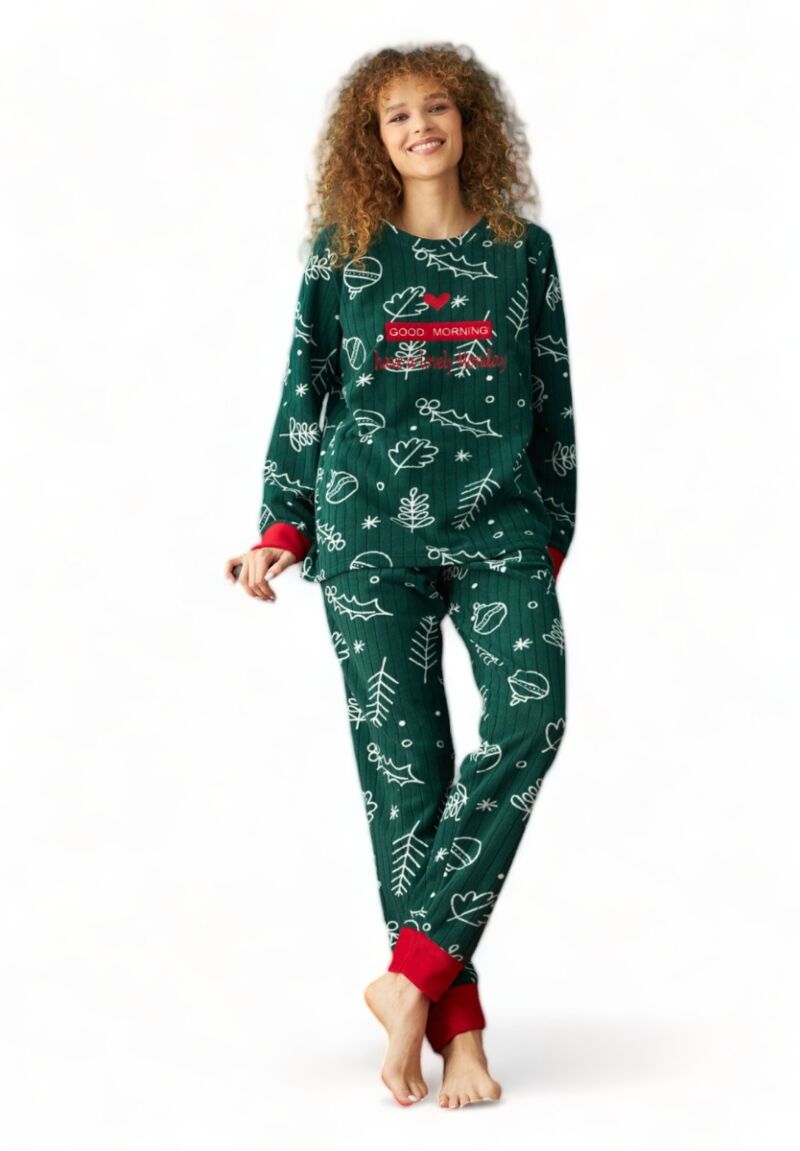 Πιτζαμα γυναικεία Fleece Siyah Inci Good Morning 