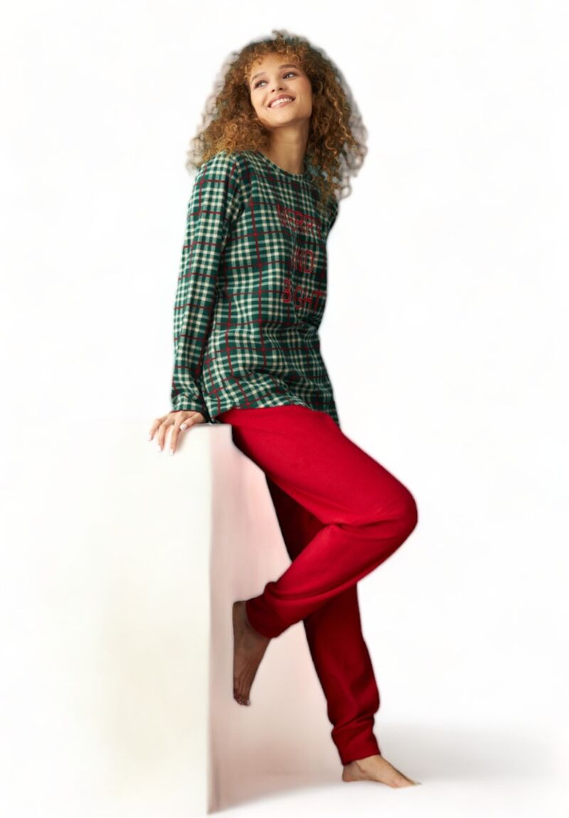 Πιτζαμα γυναικεία Fleece Siyah Inci Merry And Bright