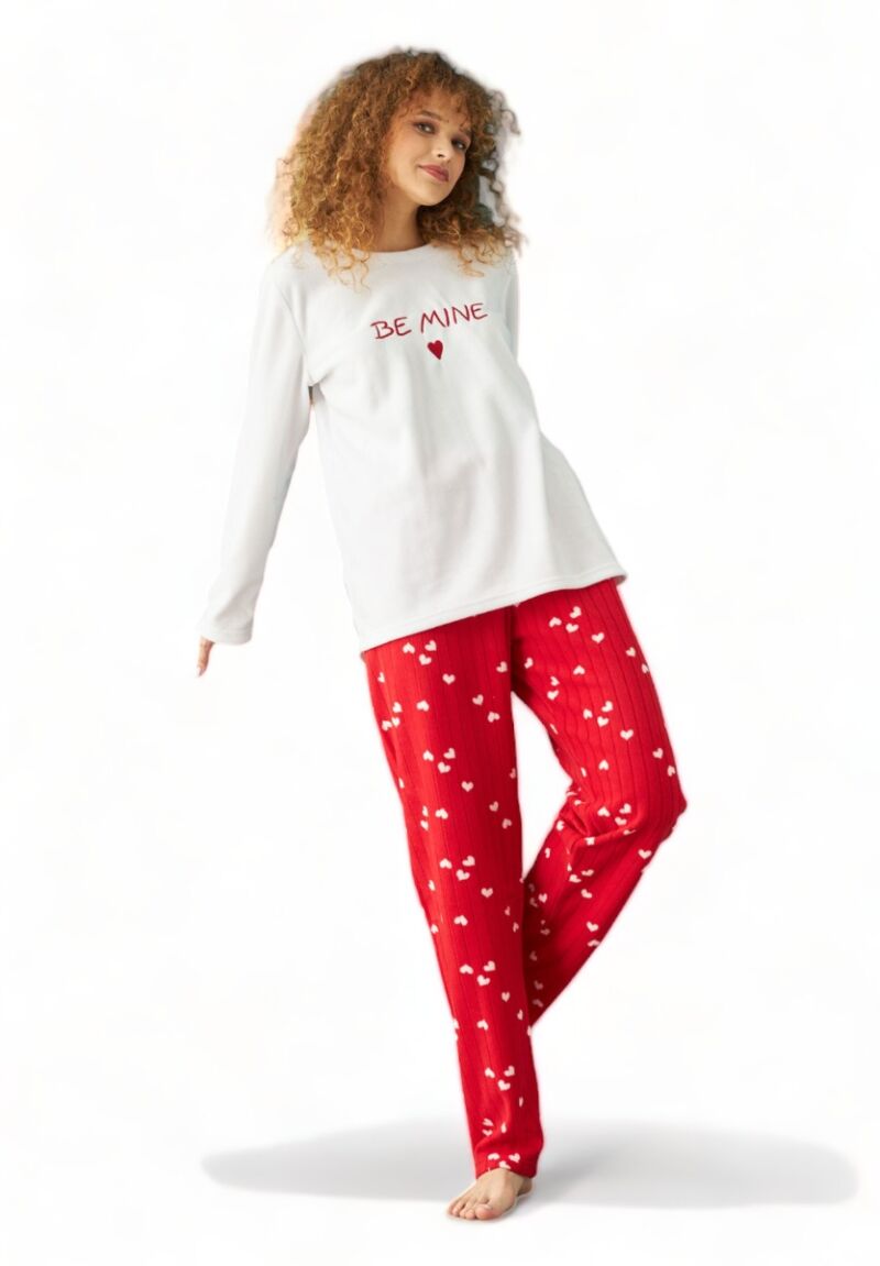 Πιτζαμα γυναικεία Fleece Siyah Inci Be Mine