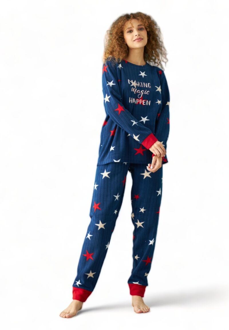 Πιτζαμα γυναικεία Fleece Siyah Inci Making Magic Happen