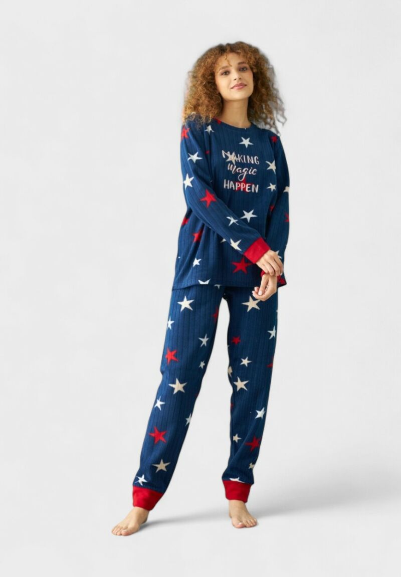 Πιτζαμα γυναικεία Fleece Siyah Inci Making Magic Happen