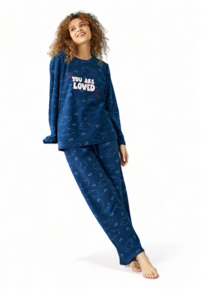 Πιτζαμα γυναικεία Fleece Siyah Inci You Are Loved