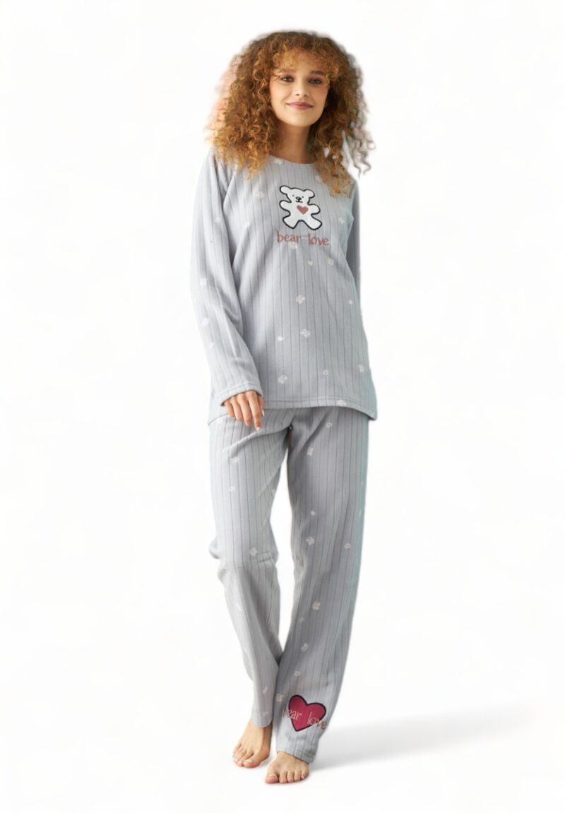 Πιτζαμα γυναικεία Fleece Siyah Inci Bear Love
