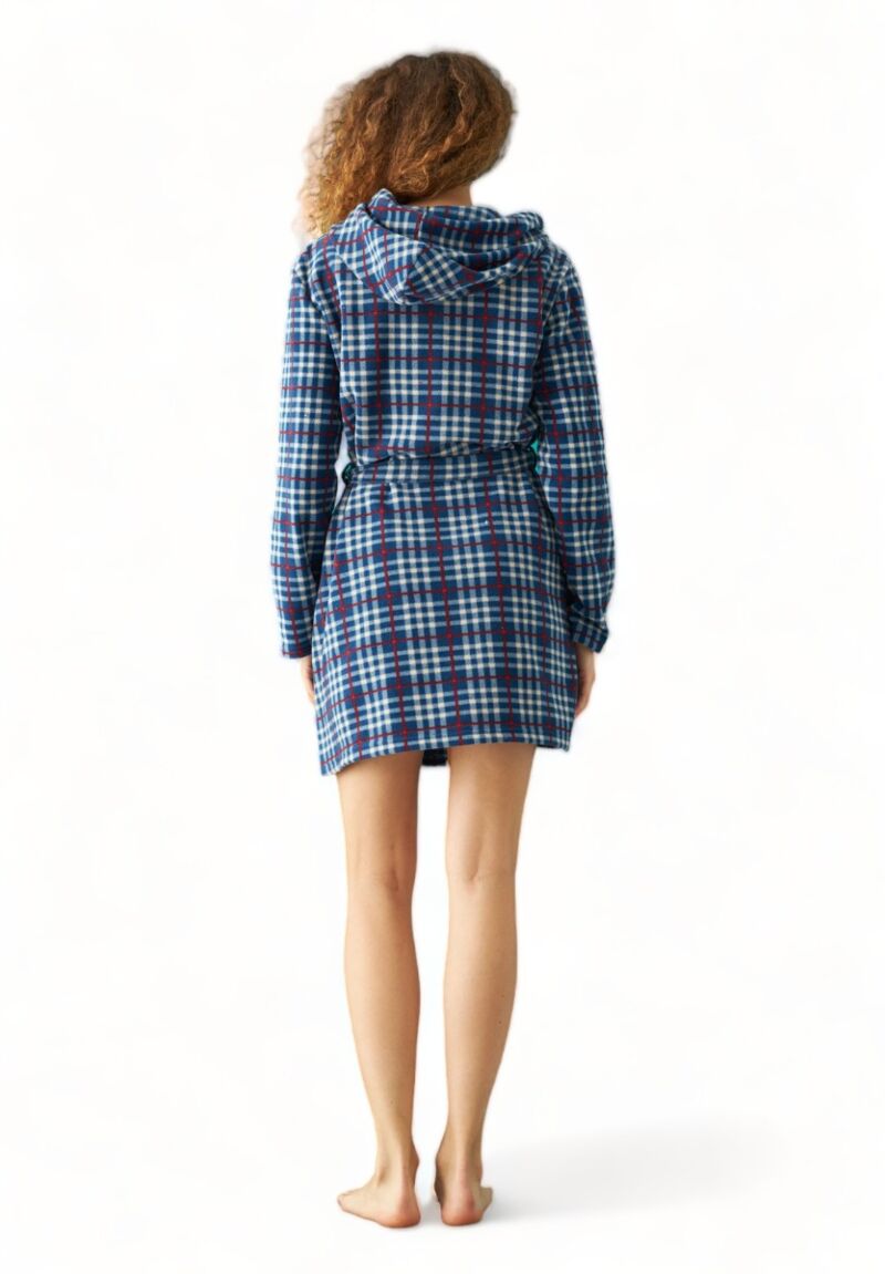 Ρόμπα γυναικεία Fleece Siyah Inci Καρώ Μπλέ
