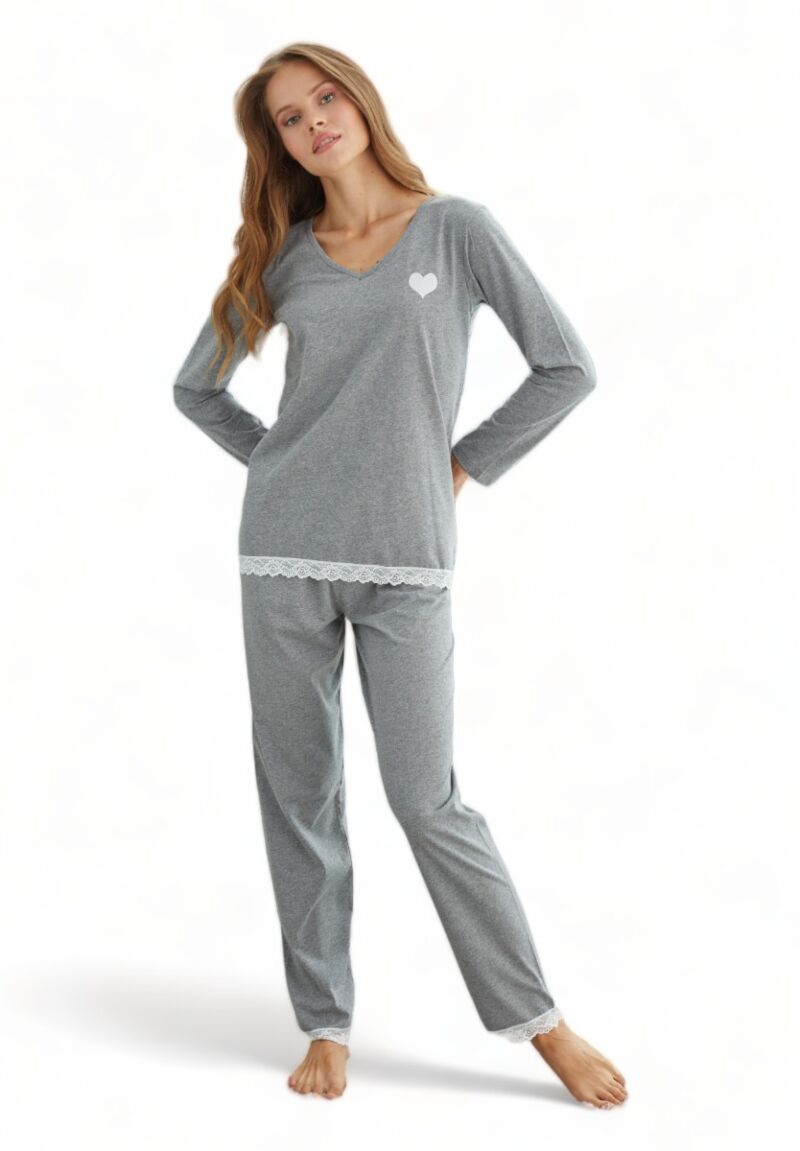 Πιτζάμα γυναικεία βαμβακερή Sexen Just Heart Grey