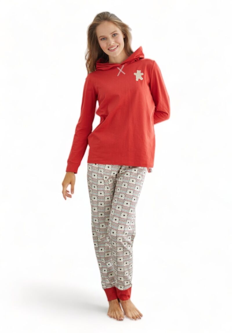Πιτζάμα γυναικεία βαμβακερή Sexen Christmas Candy Bear