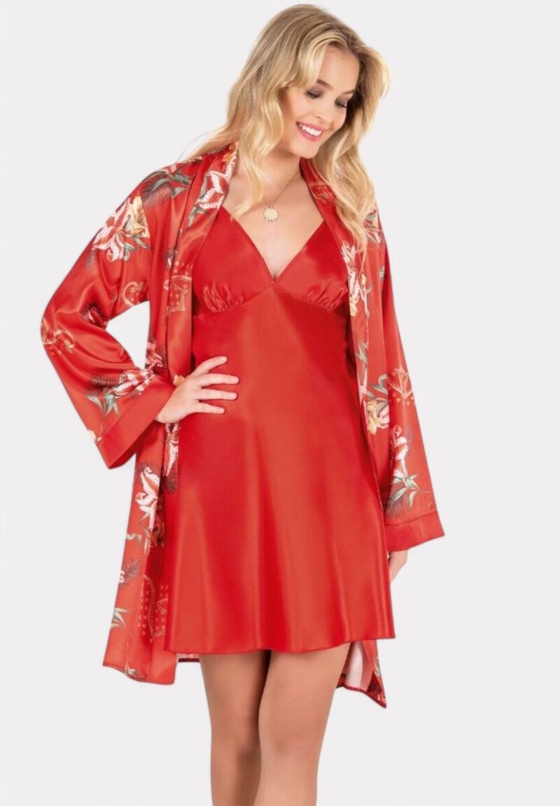 Σετ Ρόμπα - Νυχτικό σατέν Moongirl Red Passion