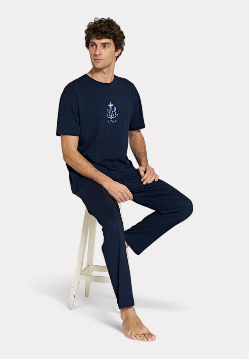 Ανδρική Πιτζάμα Καλοκαιρινή Pijadore Hold Fast Μπλε