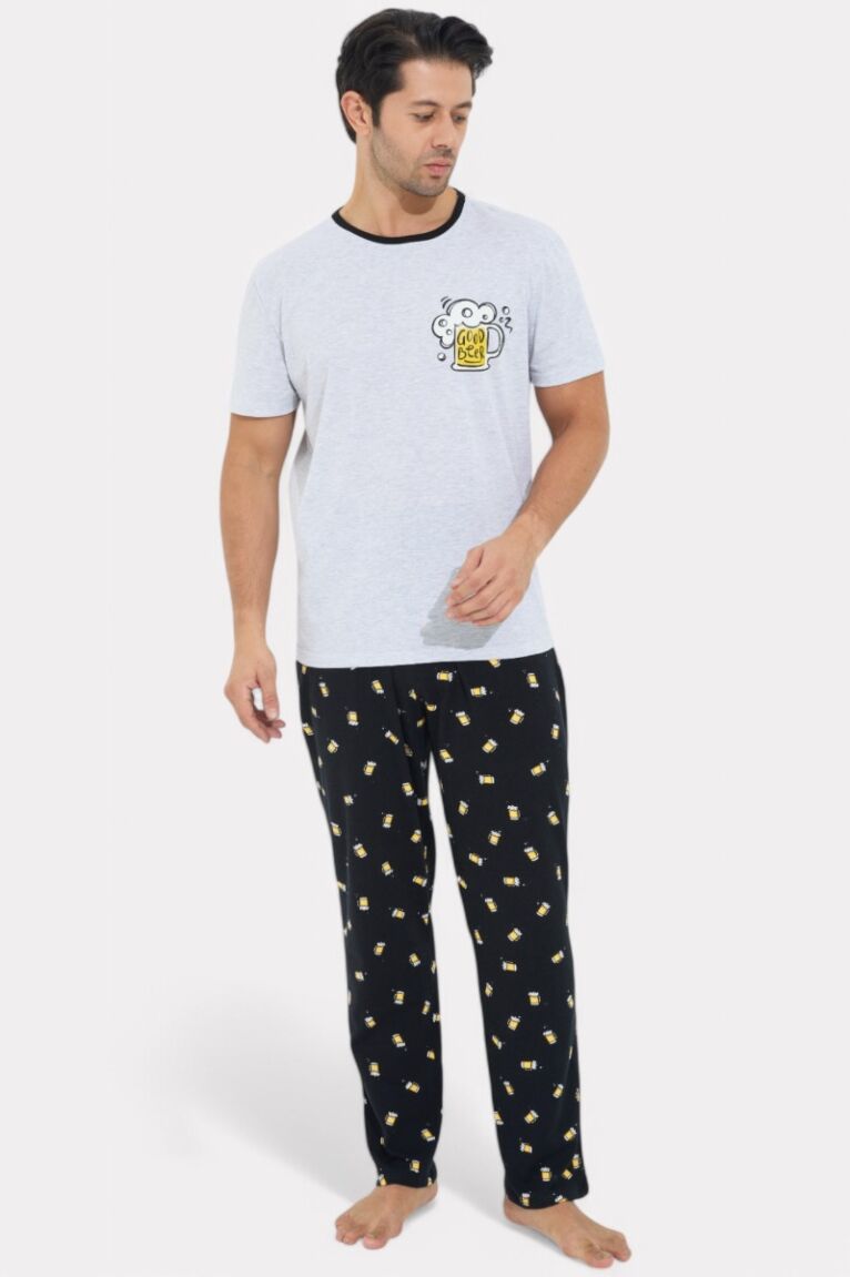 Πιτζάμα ανδρική Siyah Inci Beers με μακρύ παντελόνι 