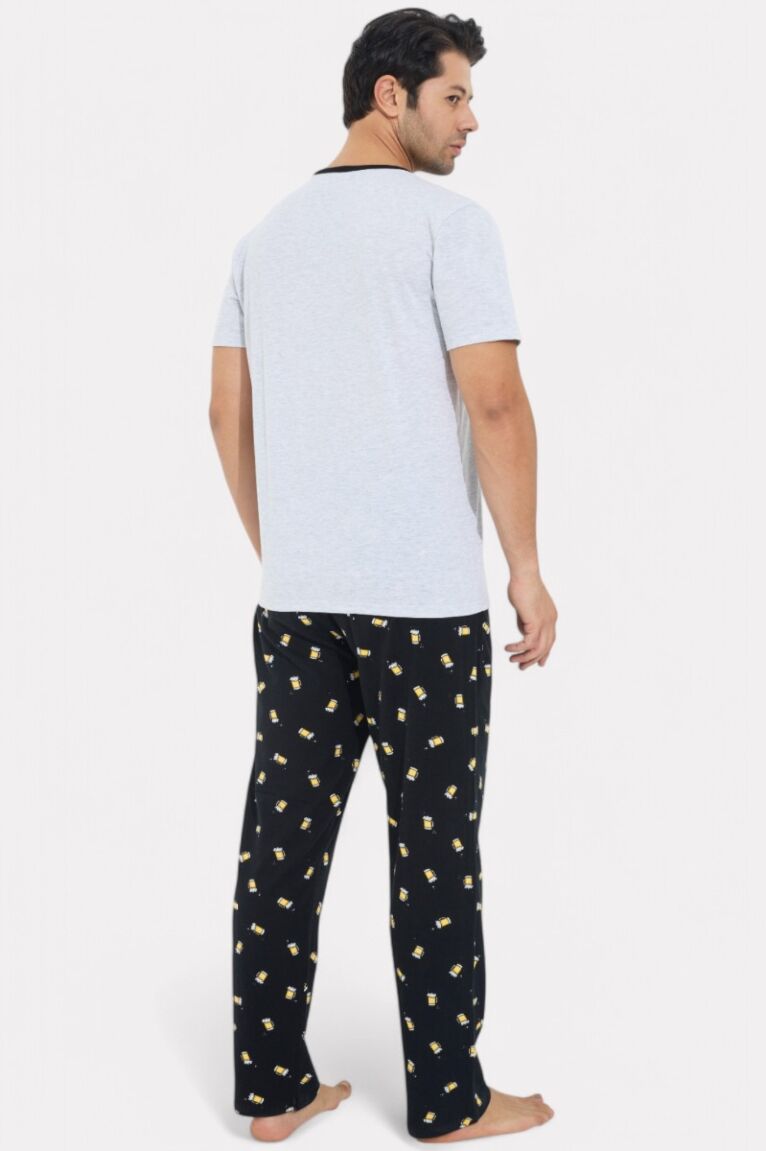Πιτζάμα ανδρική Siyah Inci Beers με μακρύ παντελόνι 