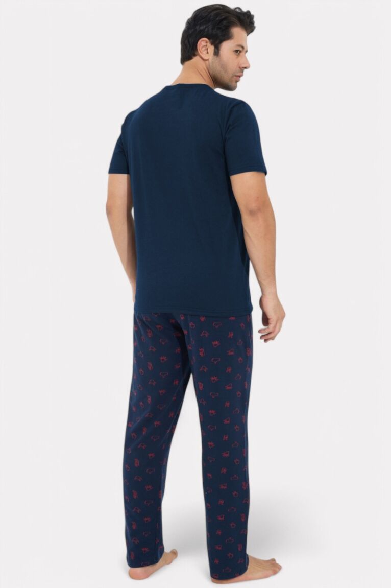 Πιτζάμα ανδρική Siyah Inci Good Vibes με μακρύ παντελόνι 