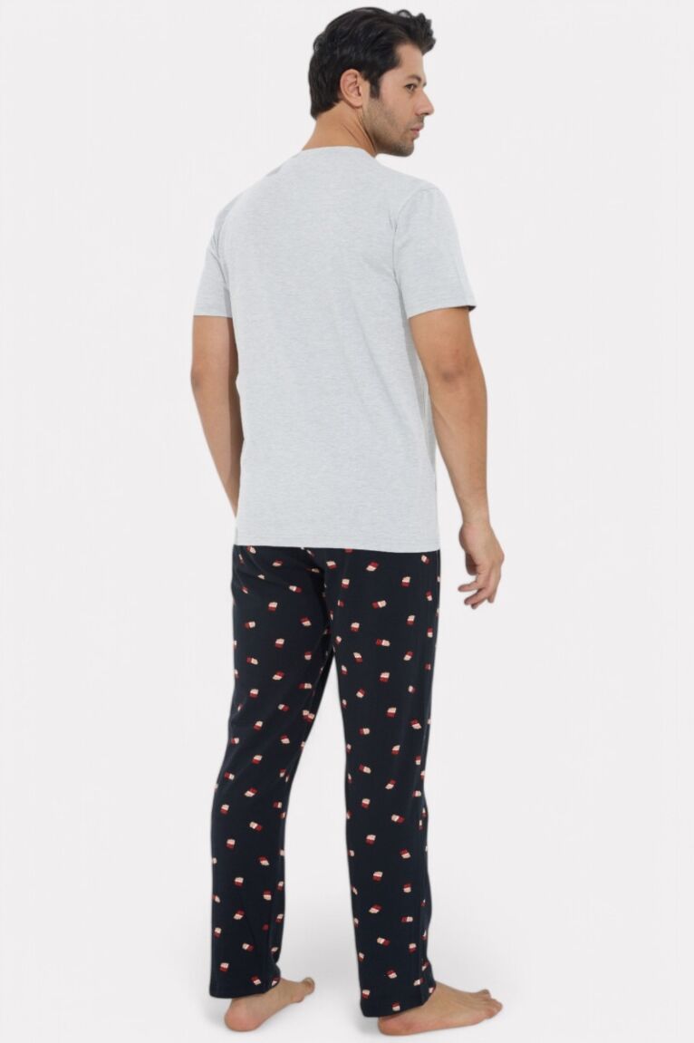 Πιτζάμα ανδρική Siyah Inci Chocolate με μακρύ παντελόνι 