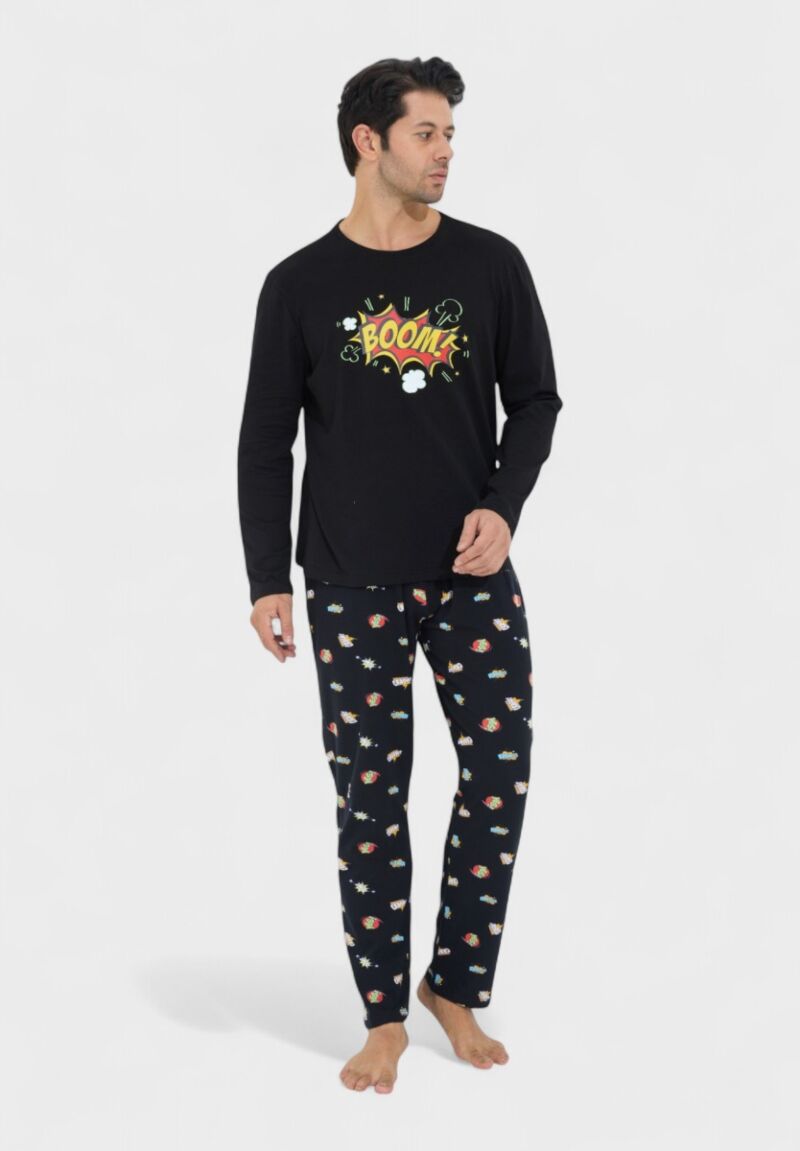 Ανδρική Πιτζάμα Βαμβακερή Siyah Inci Boom