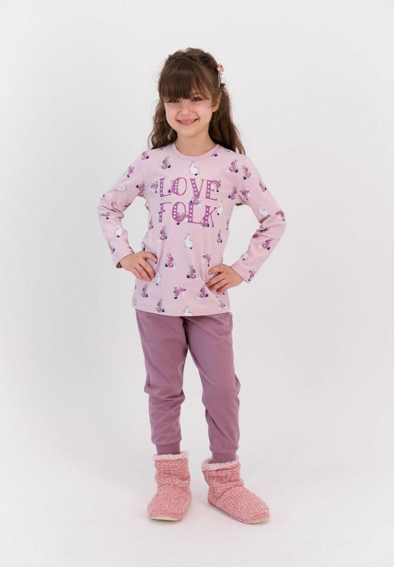 Πιτζάμα  βαμβακερή εφηβική για κορίτσι  Rolypoly Love Folk
