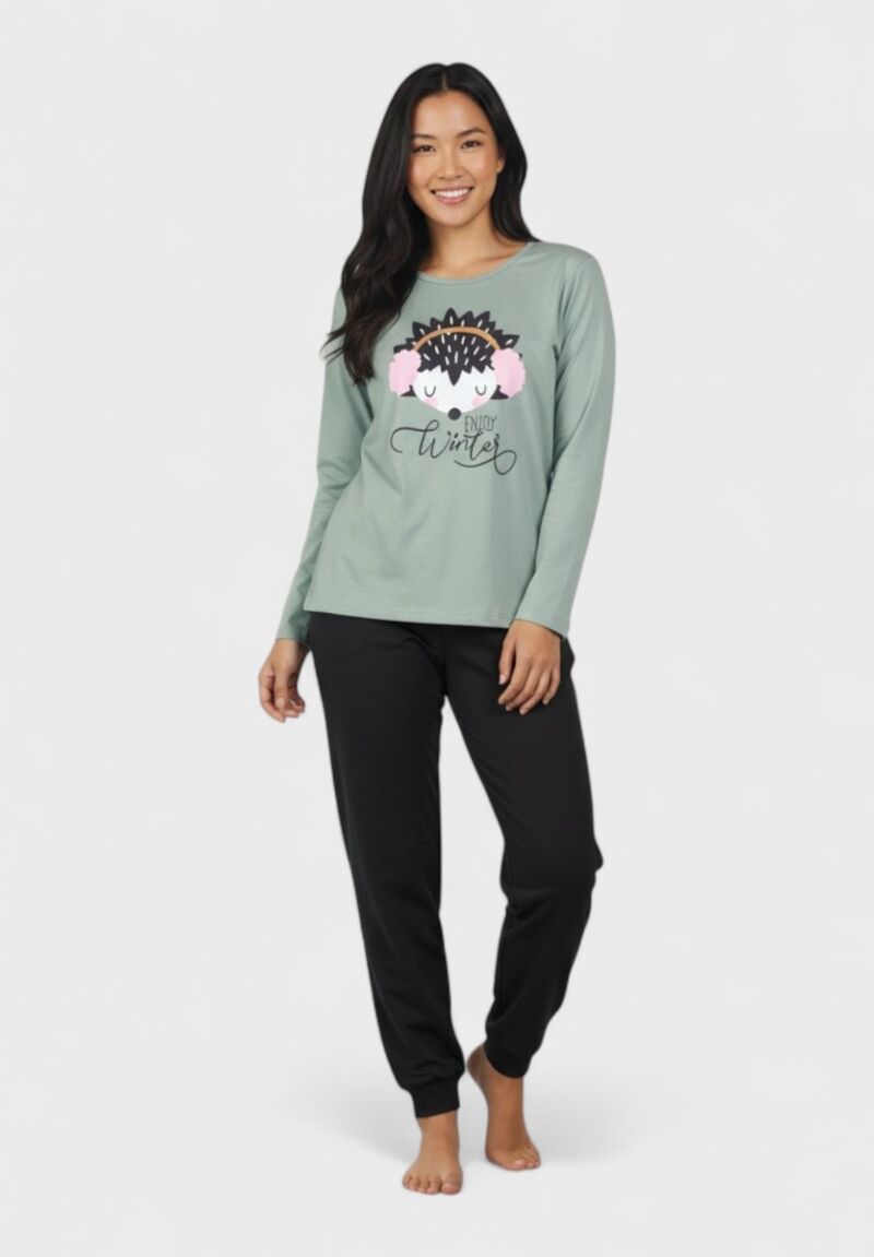 Γυναικεία Βαμβακερή Πιτζάμα Cherry Underwear Winter Hedgehog