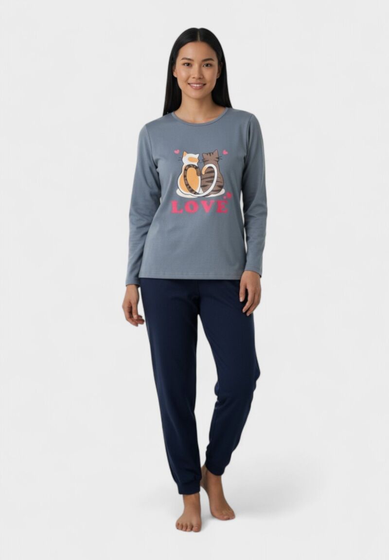 Γυναικεία Βαμβακερή Πιτζάμα Cherry Underwear Love Cats