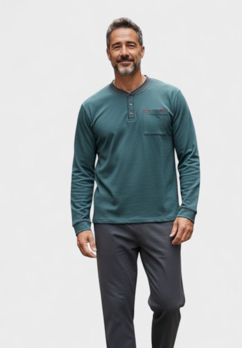 Ανδρική Βαμβακερή Πιτζάμα Φούτερ Collection Midnight Petrol