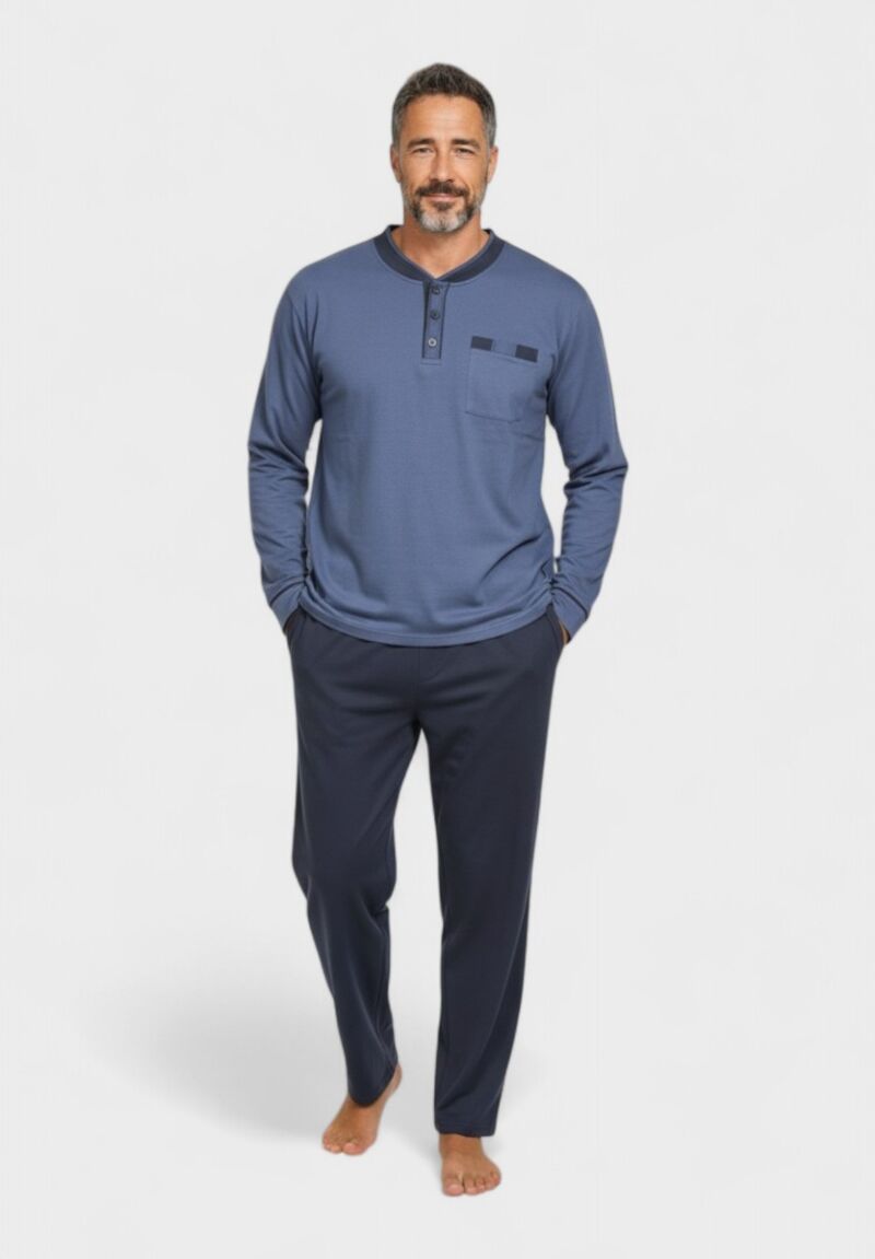 Ανδρική Βαμβακερή Πιτζάμα Φούτερ Collection Blue Heritage