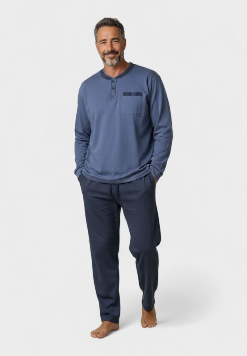 Ανδρική Βαμβακερή Πιτζάμα Φούτερ Collection Blue Heritage