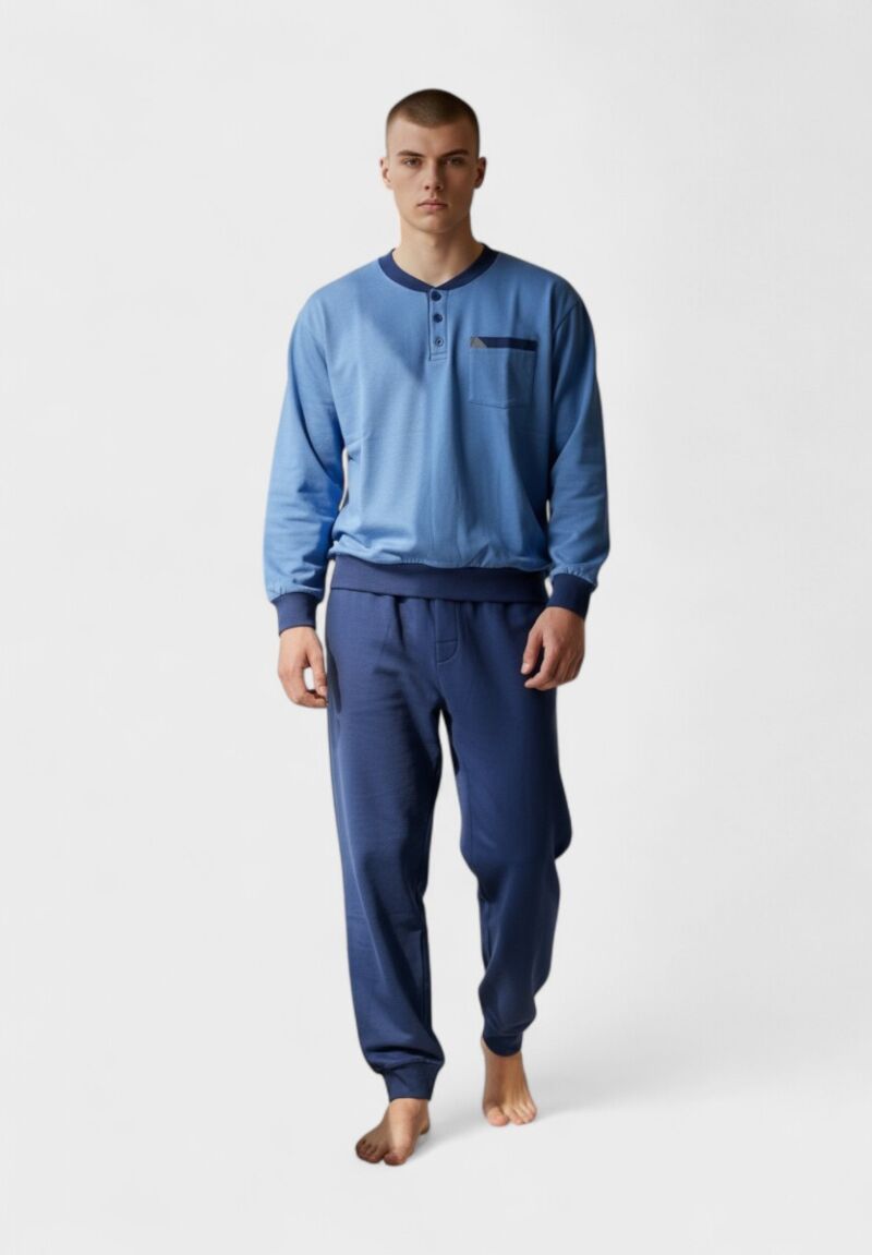 Ανδρική Βαμβακερή Πιτζάμα Φούτερ Collection Blue
