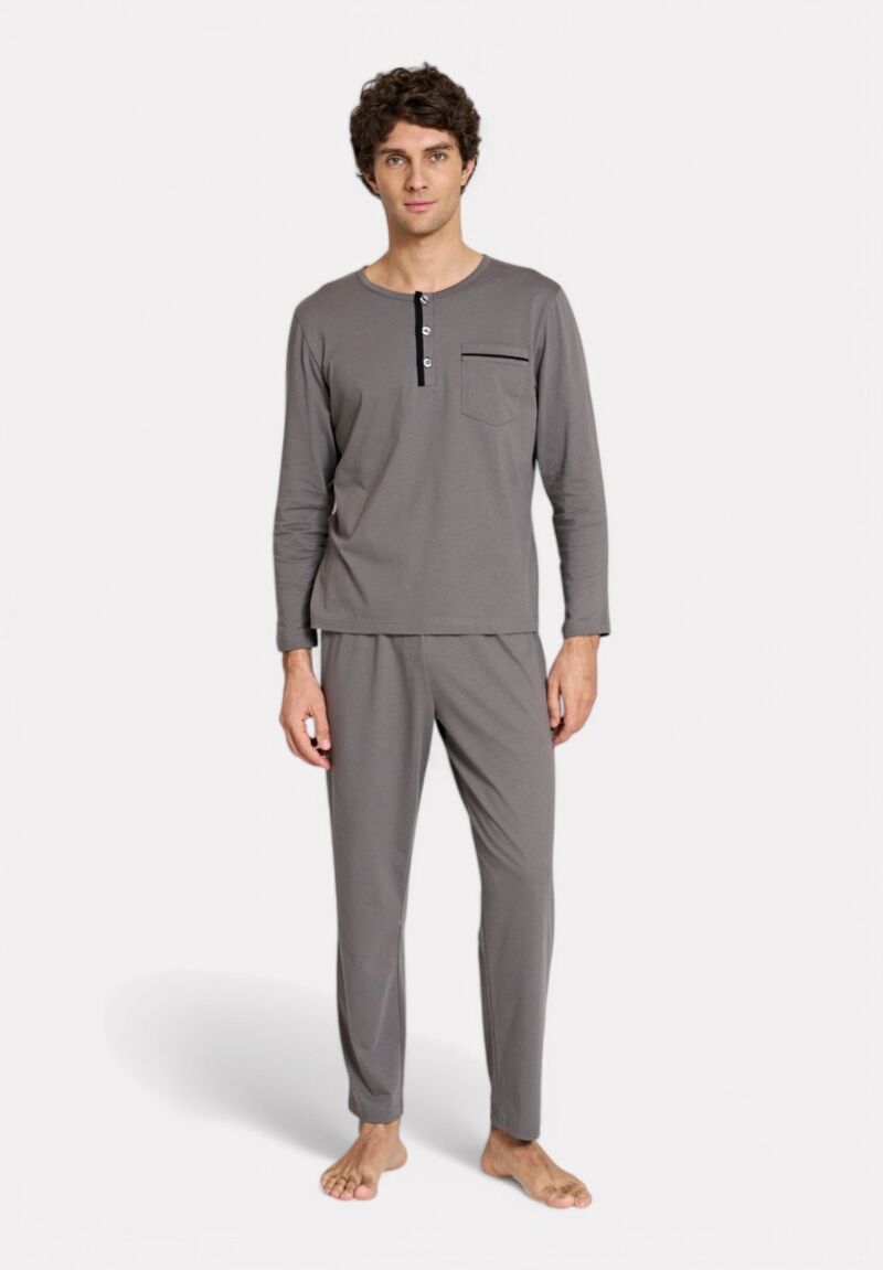 Pijadore Ανδρική Πιτζάμα Γκρι – Μακρυμάνικη