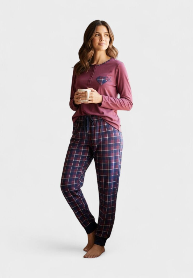 Πιτζάμα Γυναικεία Interlock Collection Autumn Heartbeat Bordo