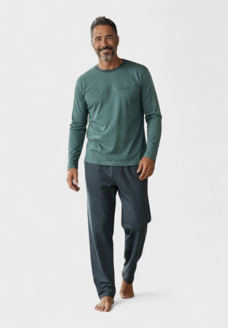 Ανδρική Βαμβακερή Πιτζάμα Interlock Collection Style Matters Petrol