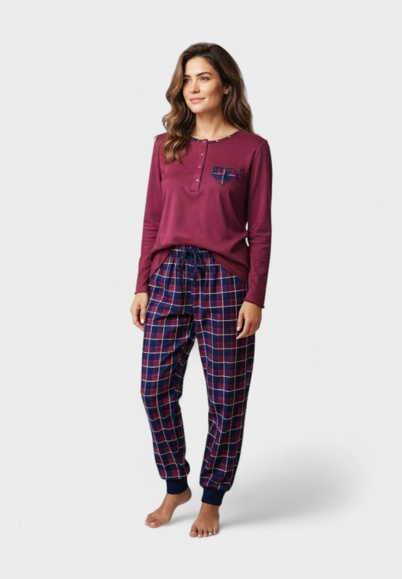 Πιτζάμα Γυναικεία Interlock Collection Autumn Heartbeat Bordo