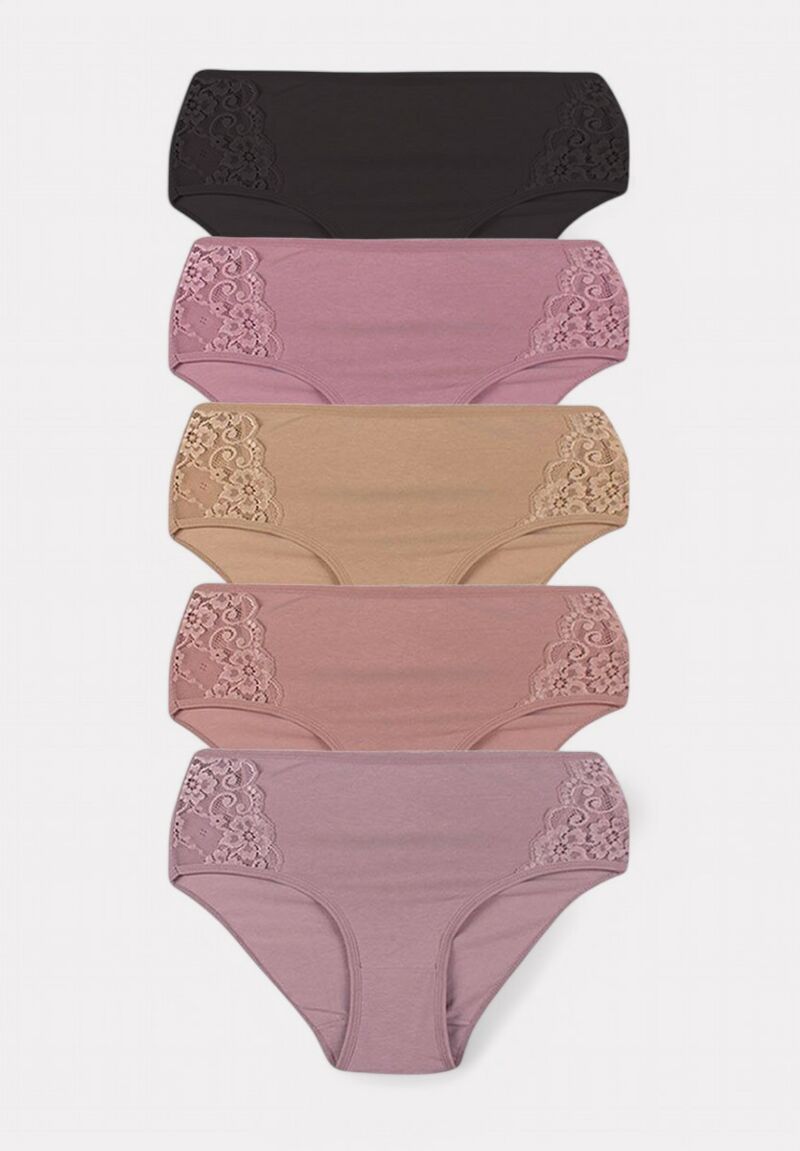 Σλιπ Sexen 2/4 ψηλοκάβαλα Sexen Lace Pastels Charlotte σε οικονομική σεσκευασία 5 τεμαχίων