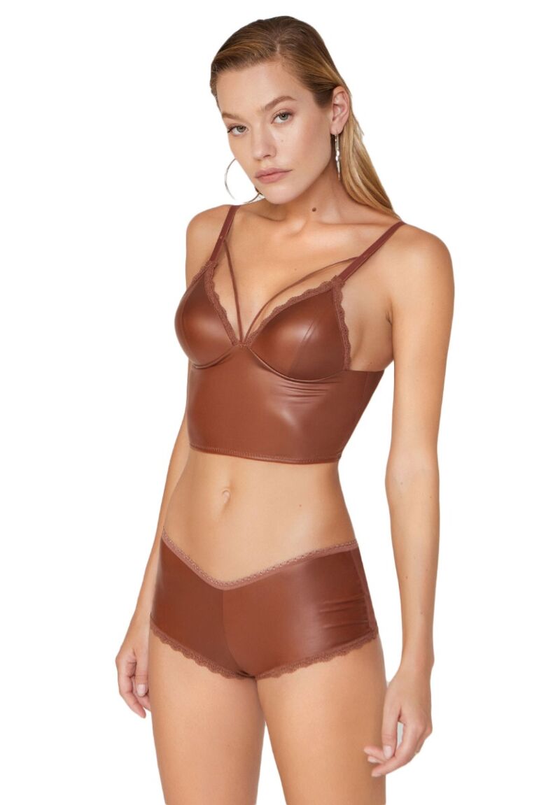 Σετ Bralette - Hipster Cansoy δερμάτινα Deri Tan