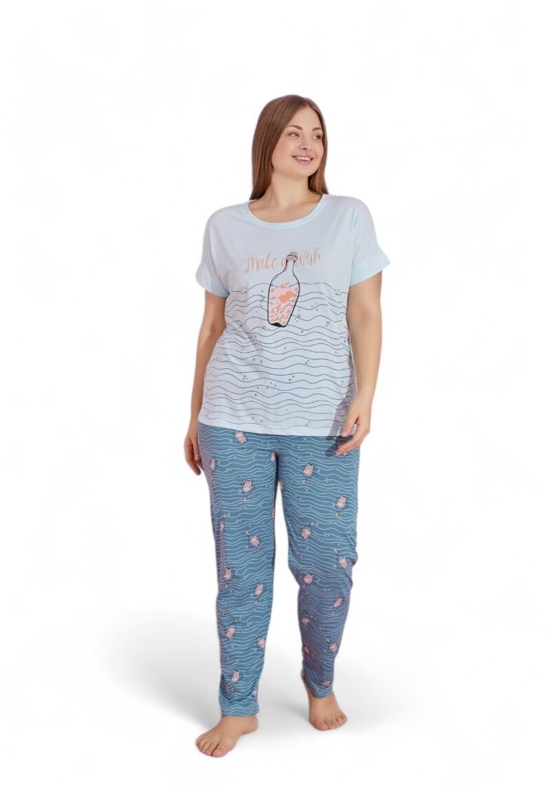 Πιτζάμα γυναικεία με μακρύ παντελόνι Plus Size PijaMood Wish