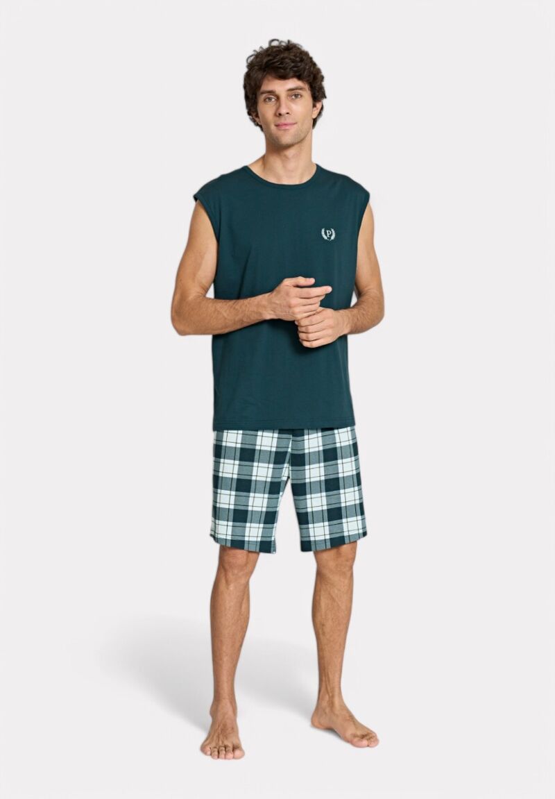 Ανδρική Πιτζάμα Χωρίς Μανίκια Pijadore "P" Πράσινη