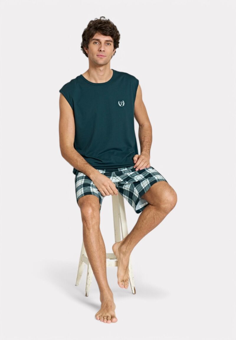 Ανδρική Πιτζάμα Χωρίς Μανίκια Pijadore "P" Πράσινη