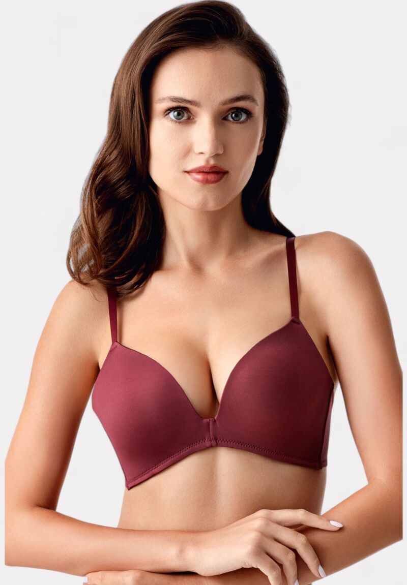 New Bra Push-Up Σουτιέν Χωρίς Μπανέλα με Ενίσχυση Μπορντό