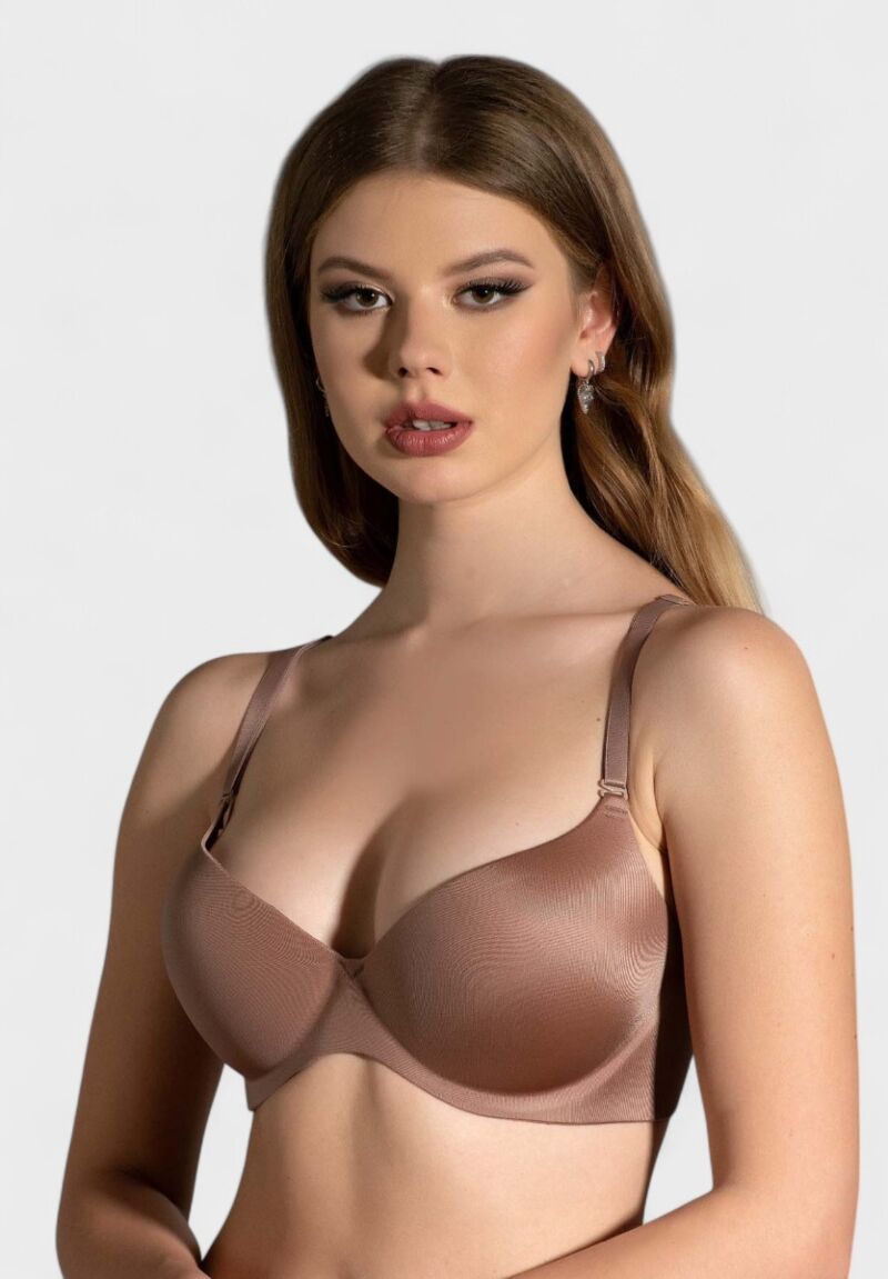 Γυναικείο Seamless Push-Up Σουτιέν New Bra με Αποσπώμενες Τιράντες – B Cup – Καπουτσίνο