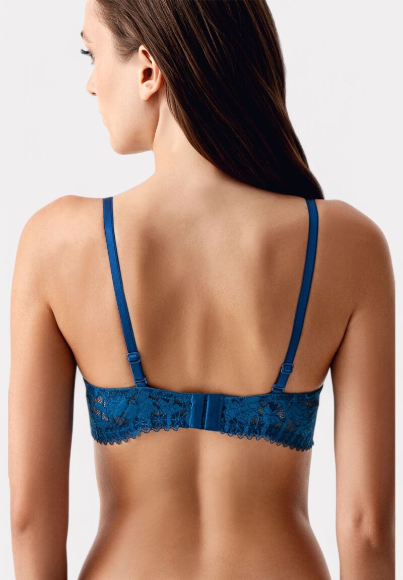 New Bra Strapless Σουτιέν με Δαντέλα & Ελαφριά Ενίσχυση Petrol - B Cup